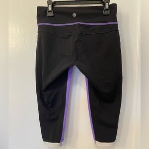 Lululemon Ignite Crop Leggings Power Purple Black